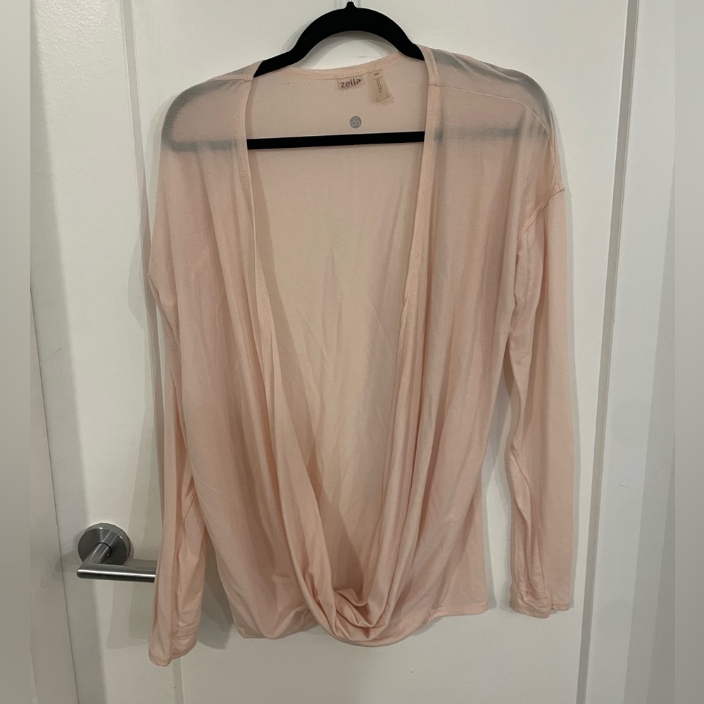 Zella Athletic Cool Down Top Peach Blouse Relaxed Women Medium